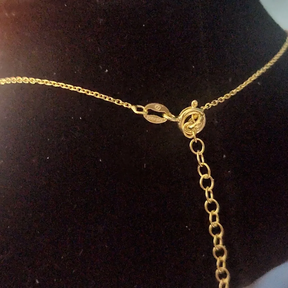 Authentic Chanel Gold and Blue Heart Pendant Necklace 925 Sterling 18k Plated - Picture 4 of 4
